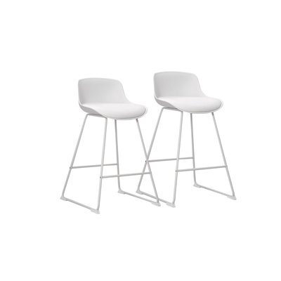 Tabourets de bar bas en métal et simili (lot de 2) - LILIAN HELLIN, DEPUIS 1862