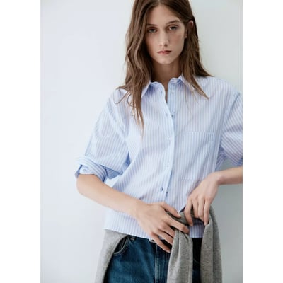 Chemise à rayures, manches trois-quarts MANGO