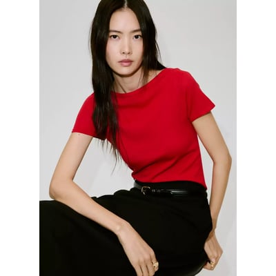 Pull-over maille fine manches courtes MANGO