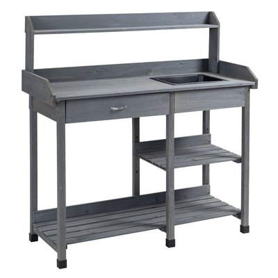 Table de rempotage multi-équipée grise OUTSUNNY