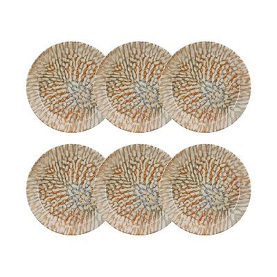 Lot de 6 assiettes creuses en grès 20,5cm, AMBRE NOVASTYL