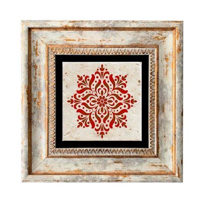 Tableau décoratif en bois et métal 20 x 20 cm Rosaces HANAH HOME
