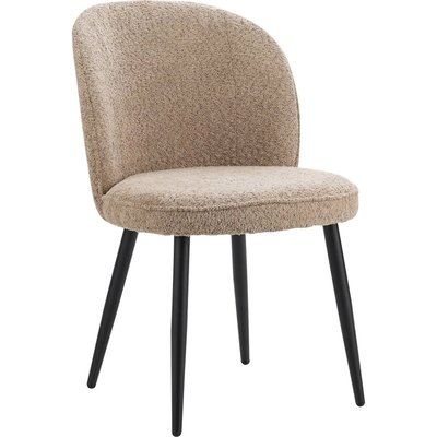 Chaise design tissu alpaga vison pieds noirs élégance moderne RECOLLECTION