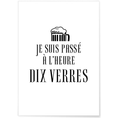 Affiche Heure dix verres L'AFFICHERIE