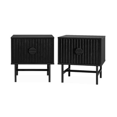 Table de chevet effet bois rainuré 1 tiroir (lot de 2) BAZALT SWEEEK
