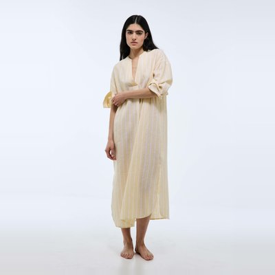 CHEMISE DE NUIT LIN RAYEE MONOPRIX