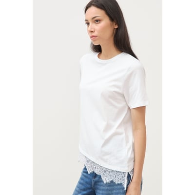 T-shirt droit col rond avec dentelle BONOBO