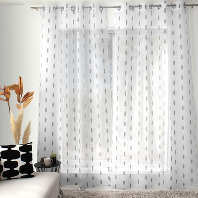 Voilage jacquard à pois ovales à oeillets HOME MAISON