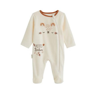 Pyjama bébé en velours ouverture zippée Caramel PETIT BEGUIN
