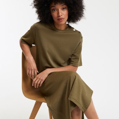 Robe droite pailletée, longue, manches courtes LA REDOUTE COLLECTIONS
