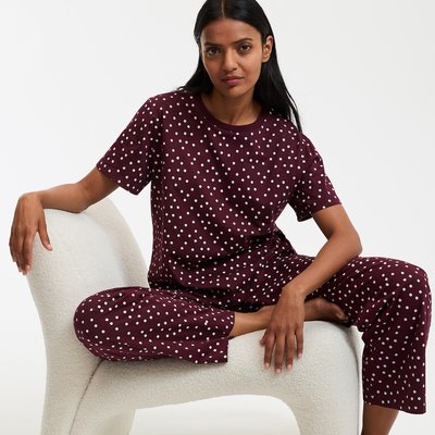 Pyjama met bolletjesprint, katoenjersey LA REDOUTE COLLECTIONS