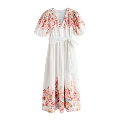 Robe mi-longue à manches bouffantes courtes NEXT