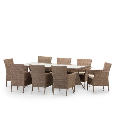 Salon de jardin, 8 chaises, BOLONIA DEFORA HOME