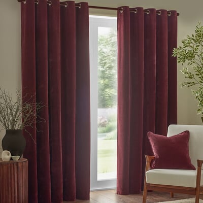 Heavy Chenille Lined Velvet Eyelet Curtains YARD