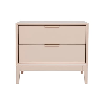 Table de chevet rose poudré et métal doré avec rangements GIANA MILIBOO