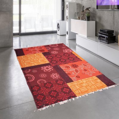 Tapis kilim fait main en coton motif ethnique UN AMOUR DE TAPIS