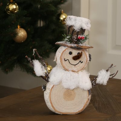 Décoration de Noël bonhomme de neige effet bois PIER IMPORT