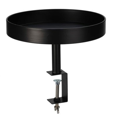 Plateau sur pied rond porte plantes en métal noir 28x28x26cm WADIGA