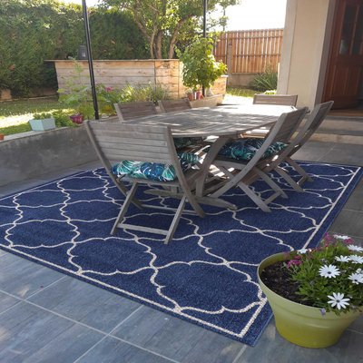 Tapis extérieur tissé kilim rond KUMA UN AMOUR DE TAPIS