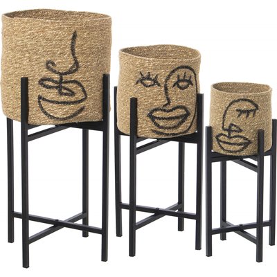 Cache-pots en métal (lot de 3) visage RECOLLECTION