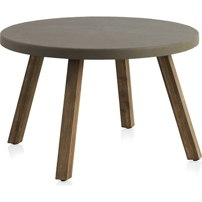 table ronde acacia naturel et plateau effet béton élégant RECOLLECTION