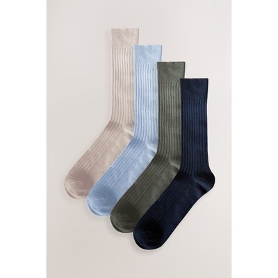 Chaussettes côtelées mercerisées, 4 paires NEXT