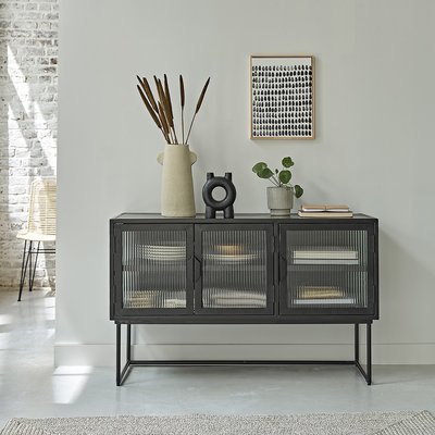 Buffet en métal et verre ondulé 120 cm OCTAV BERAH GETAH