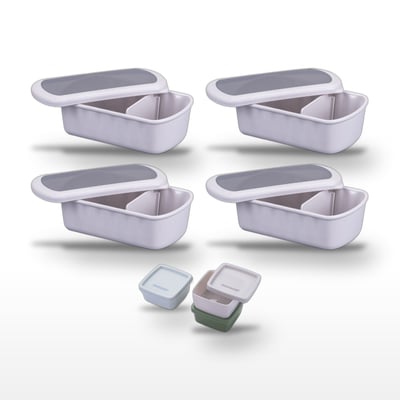 Lot de 4 lunch box 1L avec 3 boîtes à sauce STORAGE FACKELMANN