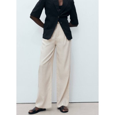 Pantalon lin bouton écaille MANGO