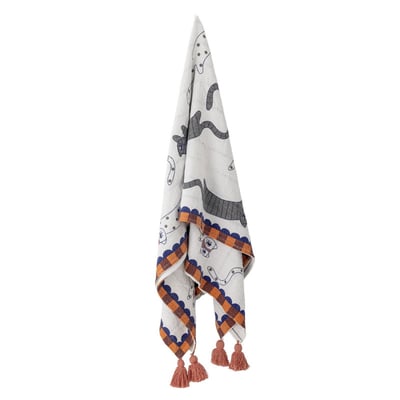 Plaid chats coton recyclé   MISSY BLOOMINGVILLE