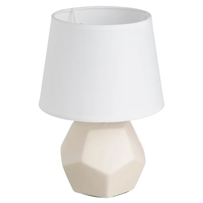 Lampe à poser céramique beige et abat jour blanc 18x18x26cm WADIGA