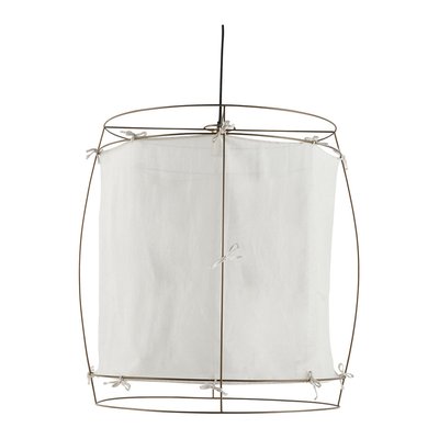 Suspension tissu et métal finition laiton 75x75x66 BLANC D’IVOIRE