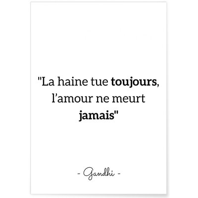 Affiche Gandhi 'La haine tue toujours...' L'AFFICHERIE