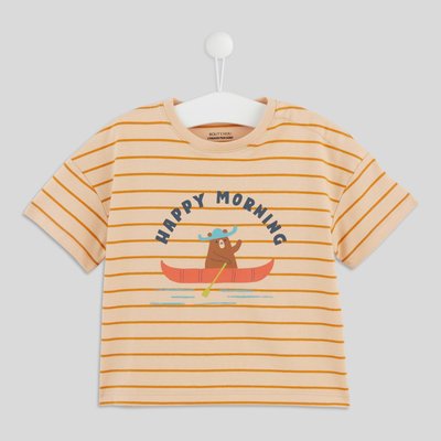 T-shirt manches courtes col rond rayé et imprimé en coton BIO BOUT'CHOU