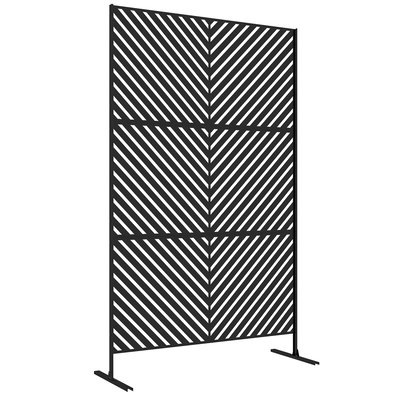 Panneau brise vue décoratif paravent extérieur motif géométrique ajouré métal noir OUTSUNNY