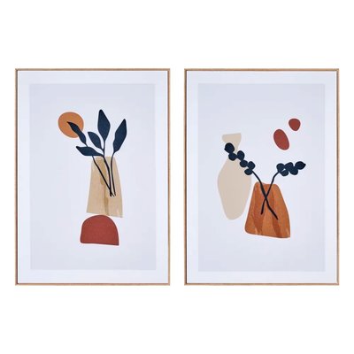 Set de 2 tableaux décoratifs dessins sur coton imprimé 51.5x2.5x71.5cm WADIGA