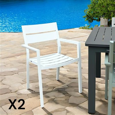 Chaise de jardin avec accoudoirs en aluminium blanc (lot de 2) STOCKHOLM PIER IMPORT