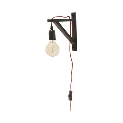 Lampe murale équerre en bois noir Fil rouge CMP