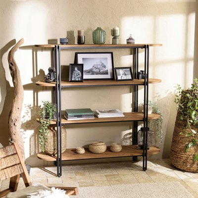 Etagère de rangement en teck et métal 4 niveaux 140 cm SWING PIER IMPORT