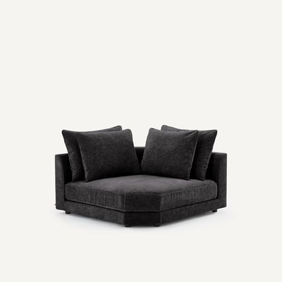 Canapé d'angle modulable en velours chenille, TIBERIO AM.PM