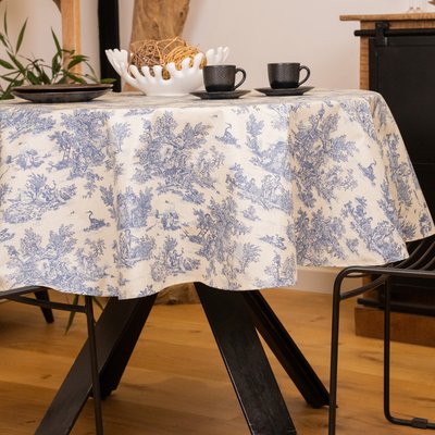 Nappe ronde toile de Jouy plastifiée SUD ETOFFE