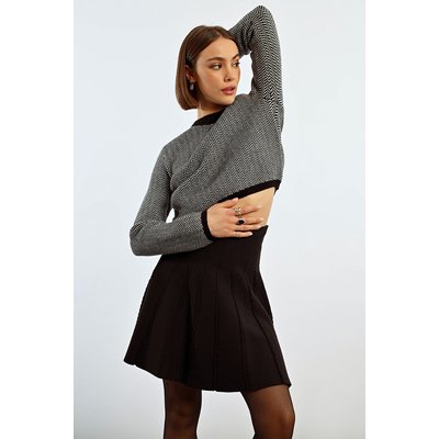 Mini-jupe taille haute en maille LILI SIDONIO