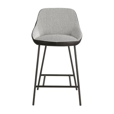 Tabouret en tissu gris et similicuir noir ANGEL CERDA
