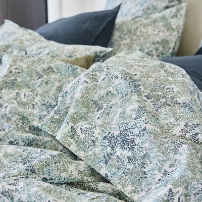 Drap plat en percale de coton, BRUME BLANC CERISE