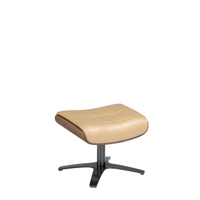 Pouf pivotant en cuir et bois de noyer ANGEL CERDA