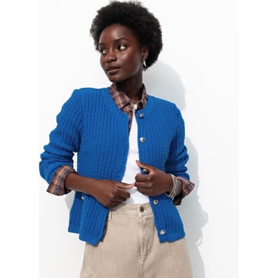 Gilet Bleu En Vraie Laine - Taille 38 - Occasion Très Bon état