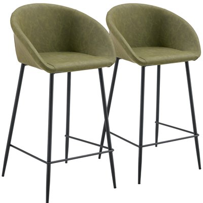 Tabourets de bar en simili, lot de 2, Achille, ACHILLE HAPPY GARDEN