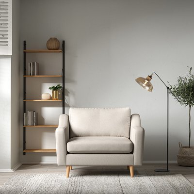 Rosa Curve Soft Brushed Snuggle Chair with Light Wood Legs SO'HOME