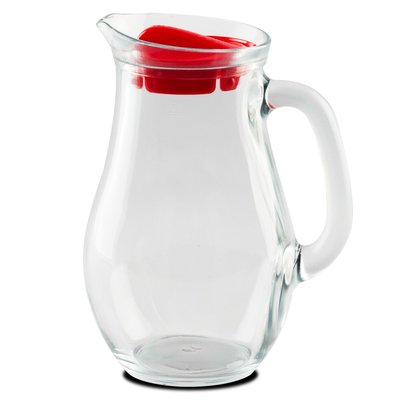 Carafe à jus de fruits en verre et bouchon plastique rouge 1L WADIGA