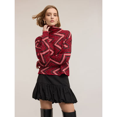 Pull Rouge à Paillettes 100% Laine - Taille XL - Fabriqué En France - Neuf Sans étiquette